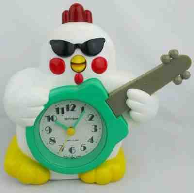 Rhythm Rock N Roll Chicken Alarm Clock Quartz Novelty Rare Vintage 