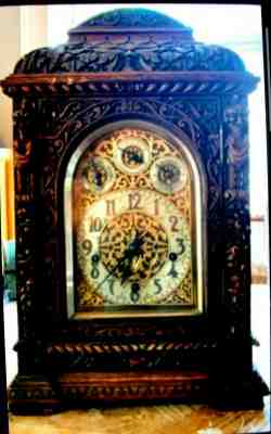 Antique W&H Westminster Carved Mahogany Striking Mantel Bracket Clock & Bracket
