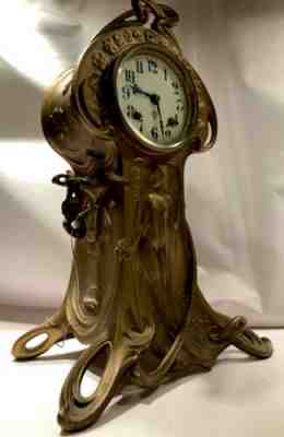 Ansonia “Ophelia” Antique Metal Art Nouveau Mantel Clock