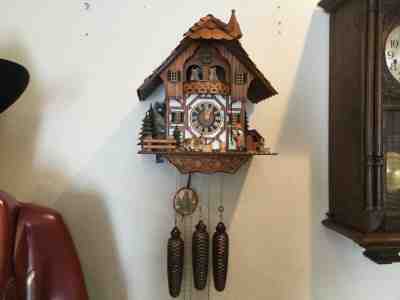 HONES #86294T HUNGRY GOAT BELL RINGER 8 DAY MUSICAL BLACK FOREST CUCKOO CLOCK 
