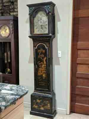 18th Century Long Case Clock ROBERT LEBLOND London Chinoiserie Lacquer Runs 