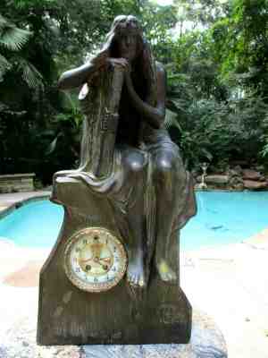 Antique Gilbert "KLIO" Terracotta Mantle Clock 1904