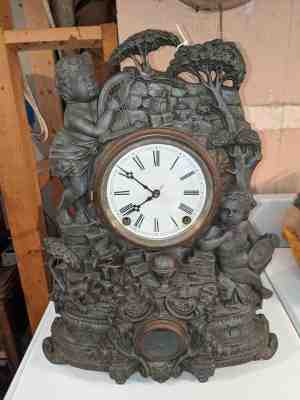 Mueller cast clock Gorgeous 1842-1849 cherubs library shelf parlor