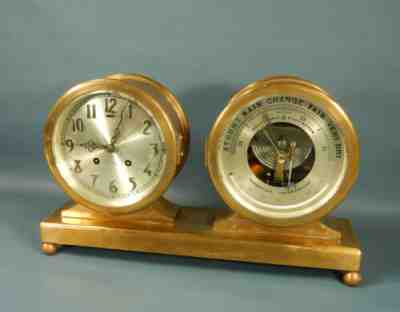 1920s CHELSEA High Grade Bronze 6" Special Dial Ships Bell Clock & Barometer