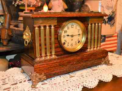 Atq Seth Thomas Adamantine 8 Day Mantel Clock w/Chime Pat 1880 Rare 8 Columns