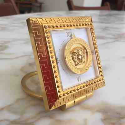 GIANNI VERSACE gold plated Desk Clock with Medusa from 1996