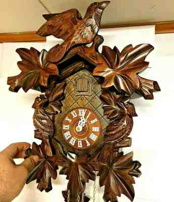 ??Vintage Black Forest Reuge 8 Day Cuckoo Clock 8 leaves No. 859 Made in Germany