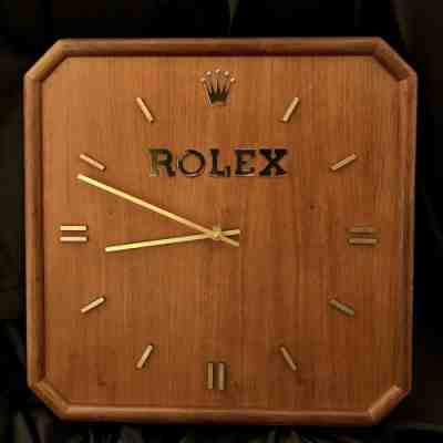 "EXTREMELY RARE AND BEAUTIFUL 1970's ROLEX  Dealer (WOODEN) WALL CLOCK"