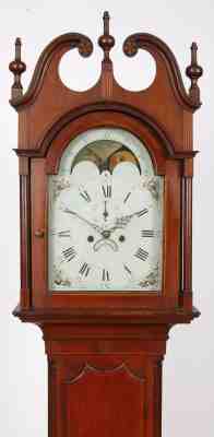 John Scudder Westfield NJ Inlaid Cherry Tall Case Clock C. 1800 Eight Day 
