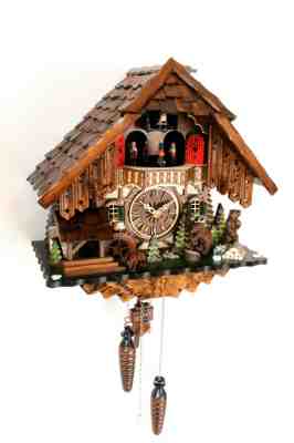 cuckoo clock black forest quartz german music quarz chalet bears new batterie