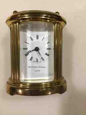 VINTAGE MATTHEW NORMAN Brass 8 DAY MINIATURE OVAL CARRIAGE CLOCK 11 jewels Swiss