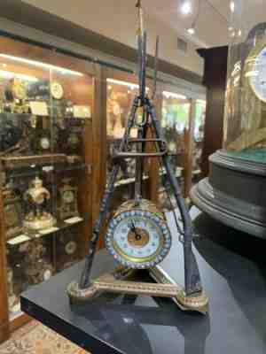WONDERFUL RARE Antique 1901 ANSONIA STACKED RIFLES & DRUM CLOCK W/BUGLE