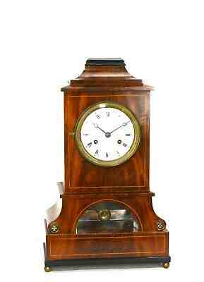 1840 Biedermeier French Mahogany Case 8 Day Silk Thread Movement Mantel Clock