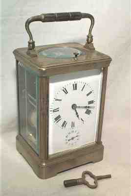 RARE 1800s FRENCH PETITE SONNERIE 1/4 HOUR REPEATER CARRIAGE CLOCK WITH ALARM