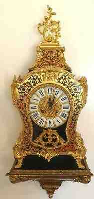 Vintage Beautiful Boulle Mantle Clock & Bracket Rococo Hermle Bronze