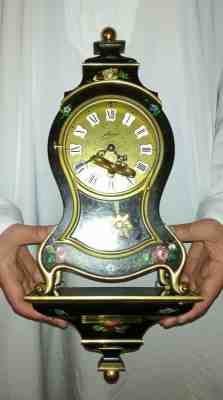 Vintage schmid Mantel Clock 8 Day Neuchatel Cartel Style Mechanical Chime black 