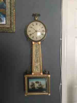 simon willard 1802-1820 Banjo Clock 28” Tall  Glass Is Backpainted