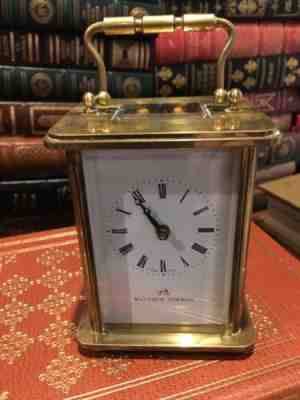 MATTHEW NORMAN: SWISS BRASS CARRIAGE CLOCK: With BEVELED GLASS: 8 DAYS