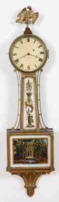 Edmund Currier Salem MA Gold Front Weight Driven Presentation Banjo Clock Orig !