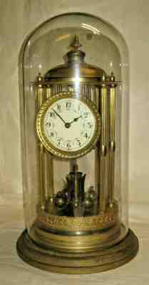 LARGE JAHRES-UHREN FABRIK BANDSTAND 400 DAY CLOCK UNDER GLASS DOME GERMAN
