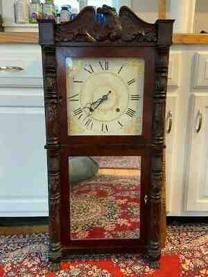 c1836 Henry Terry Plymouth CT 8 day Shelf Clock Carved Eagle Eli Folk Art brass 