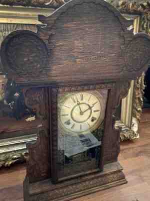 ANTIQUE KITCHEN MANTLE CLOCK AND KEY E N WELCH USS MAINE, U.S.S. MAINE NAVY NICE