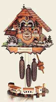HUBERT HERR German Handcarved Wall Clock Cuckoo Clock - Chimney Sweep w/ Train