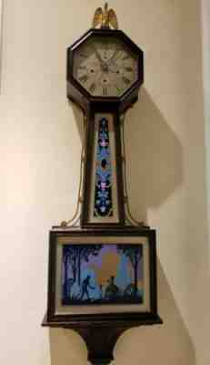 Antique Working 1923 NEW HAVEN Washington Westminster Chime 41" Banjo Wall Clock
