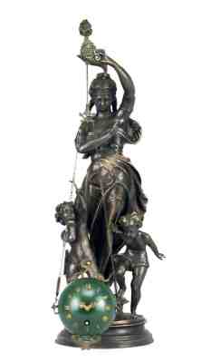 Rare Mystery Brass Lady Cherub Upside Down Chain Ball Swinger Swinging Clock