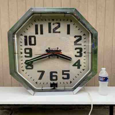 Rare 30s Art Deco Large Neon Wall Clock Rayneon Instrument Co. (Philadelphia PA)
