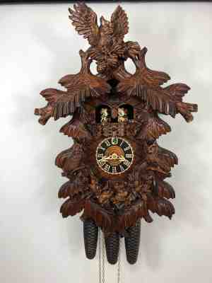  NEW Cuckoo Clock  Black Forest 8 day musical Owl Family Hones  # 86715/5Tnu