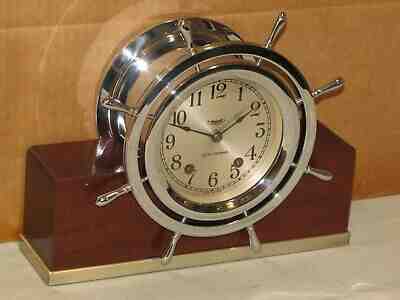 SETH THOMAS ANTIQUE SHIPS BELL CLOCK~4 IN~SHIPS WHEEL 1948 CHELSEA KEY~MINT