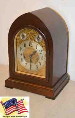 RESTORED  SETH THOMAS CHIME 72 - 1921 GRAND ANTIQUE CABINET CLOCK IN MAHOGANY  