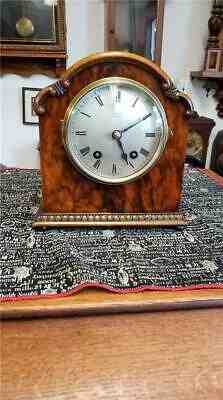 British/English Enfield Burled Walnut Mantle Clock