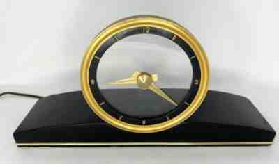 Vintage Jefferson Golden View Shelf Mantel Electric Clock 580-151-001 USA 14”