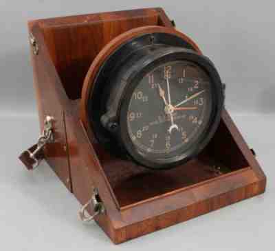 1950 Chelsea US Army Military Clock Message Center M2 Mahogany Carrying Box Case