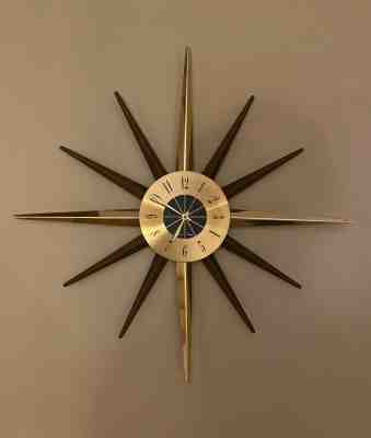 Vintage Seth Thomas Starburst Starglo MCM Wall Clock 