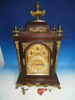 Antique Winterhalder & Hofmeier bracket clock w/ 3 sub dials, 8 bells & 4 gongs