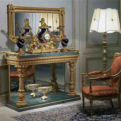Antique 19th Century French Gilt Bronze & Porcelain Clock : Double Dials