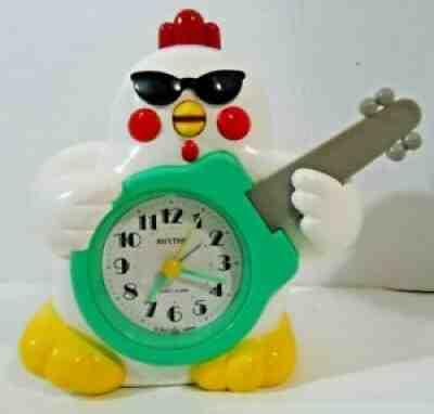 Vintage Rhythm Japan Rock N Roll Chicken Rooster Alarm Clock - WORKING / VGC