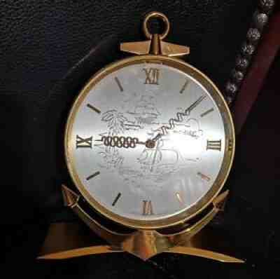 Rare Nautical Anchor Vintage Imhof Bucherer Swiss Brass 8 Day, 15 Jewels Clock