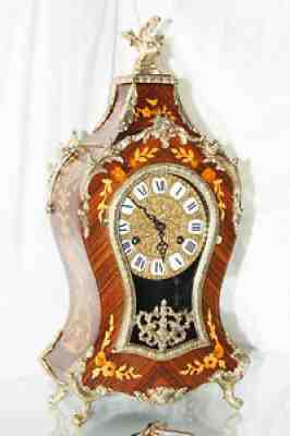 ITALIAN HERMLE CARTEL MANTLE CLOCK-INLAY ,BRONZE ORNAMENTS-STALE LOUIS XV BOULLE