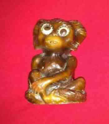 VTG CARVED WOOD MONKEY CLOCK ROTATING EYES TELL TIME OSWALD GERMANY