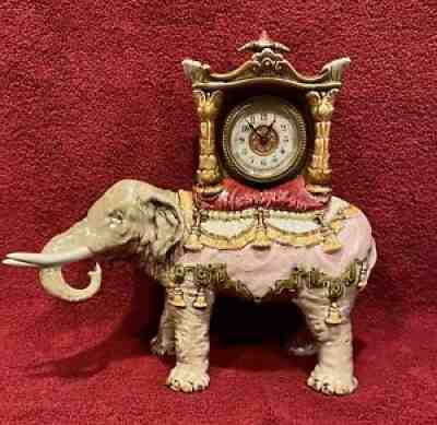 RARE! Ansonia / Julius Dressler Majolica Elephant