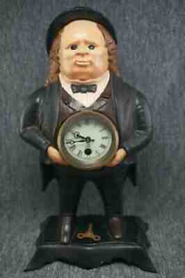 Bradley & Hubbard JOHN BULL Figural Cast Iron MOVING EYES Mantle Clock - VINTAGE
