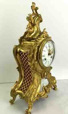 Bucherer Swiss Made French Gilt Louis XV Style Ornate Rococo Mantle Clock