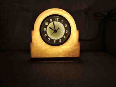 Rare Original LACKNER NEON GLO DULCY Butterscotch Catalin Bakelite Deco Clock
