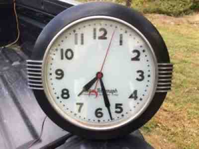 Awesome Vintage 21" Large Postal Telegraph Electric Wall Clock Works Great !