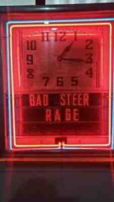 ART DECO 1930's Vintage Neon Clock by Hammond 2 color neon Red & Blue W/ad-space