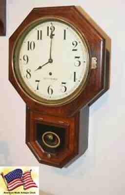 RESTORED RR STANDARD SETH THOMAS 12" DROP OCTAGON - 1893 ANTIQUE CABINET CLOCK